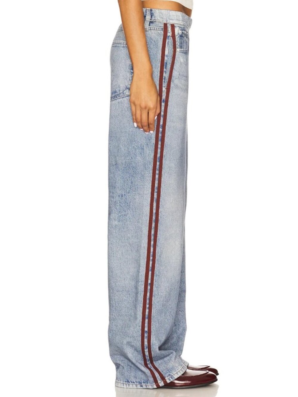 NWT rag & bone Miramar Terry in Rosen Wide Leg Photo Print Faux Jean Pants M - Picture 3 of 10
